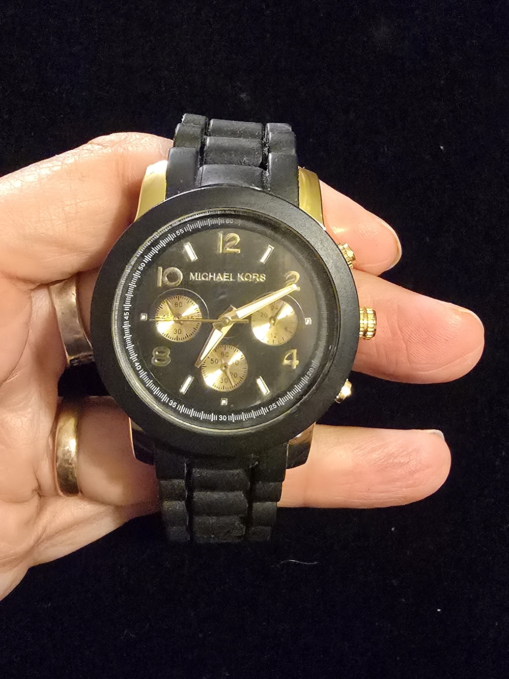 Michael Kors Black and Gold-Tone Women's Chronograph Watch